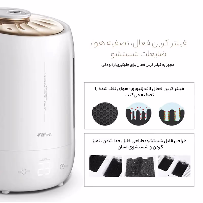 تصویری از قابلیت های 
دستگاه بخور سرد و رطوبت ساز شیائومی درما مدل Deerma DEM-F600
